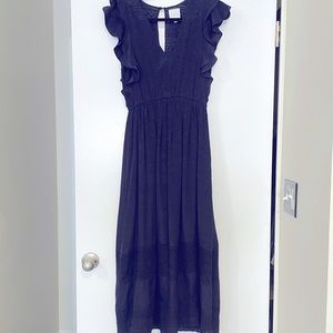 Revolve TryB Navy Silk Crotchet Lace Maxi Size XS